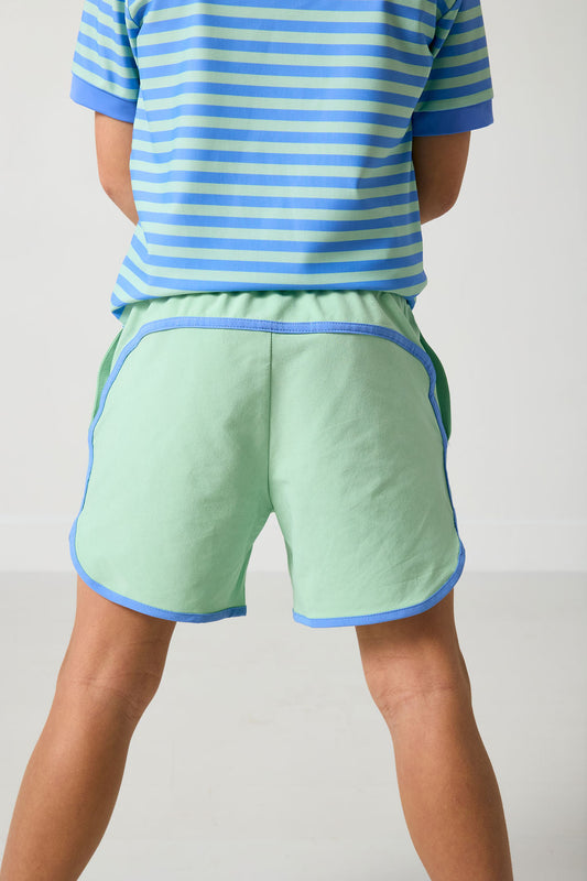 Retro Super Short - Palm Green w/Sky Blue Piping (3)
