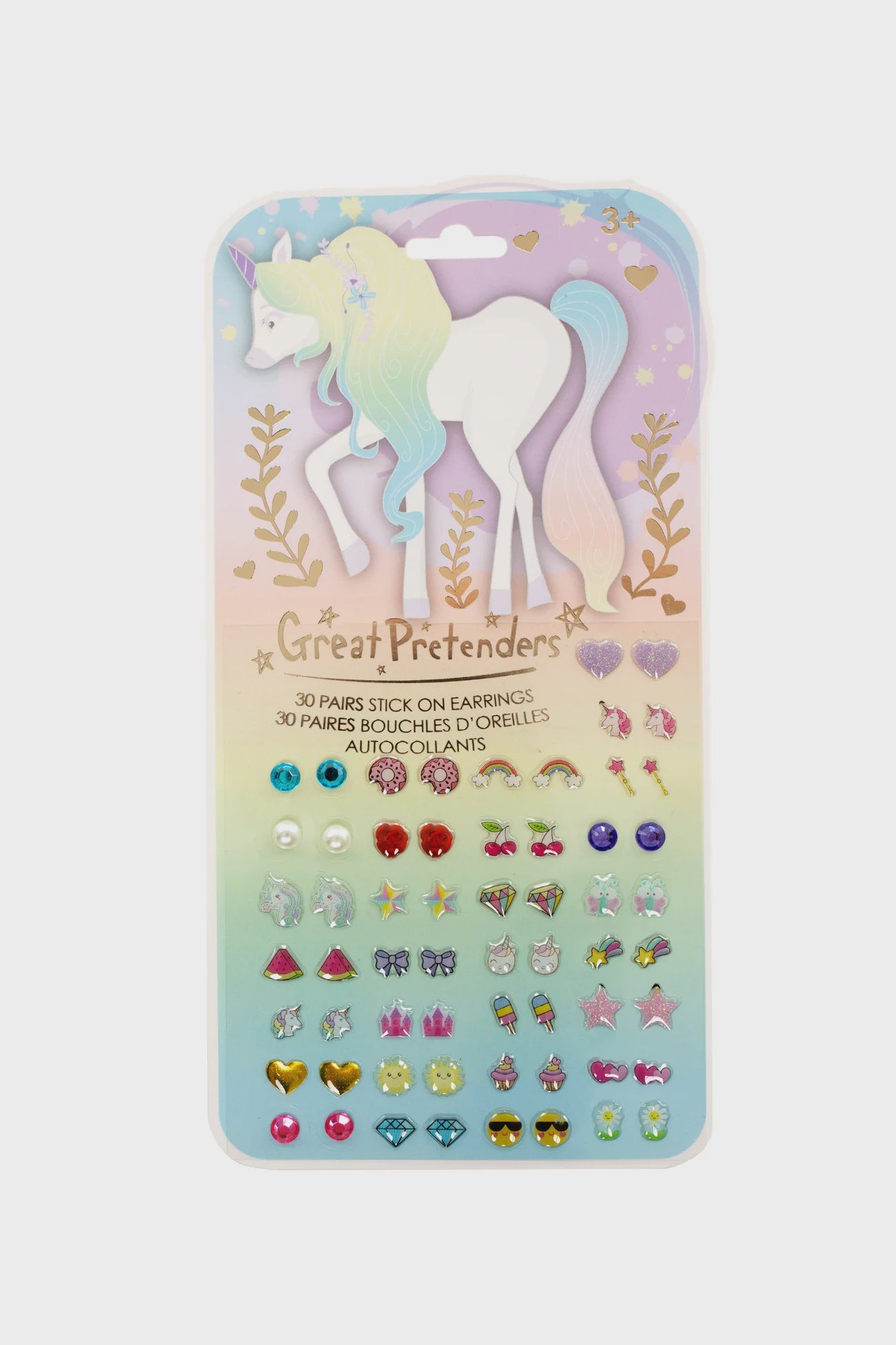 Great Pretenders 30 Pairs Stick-on Earrings Unicorn
