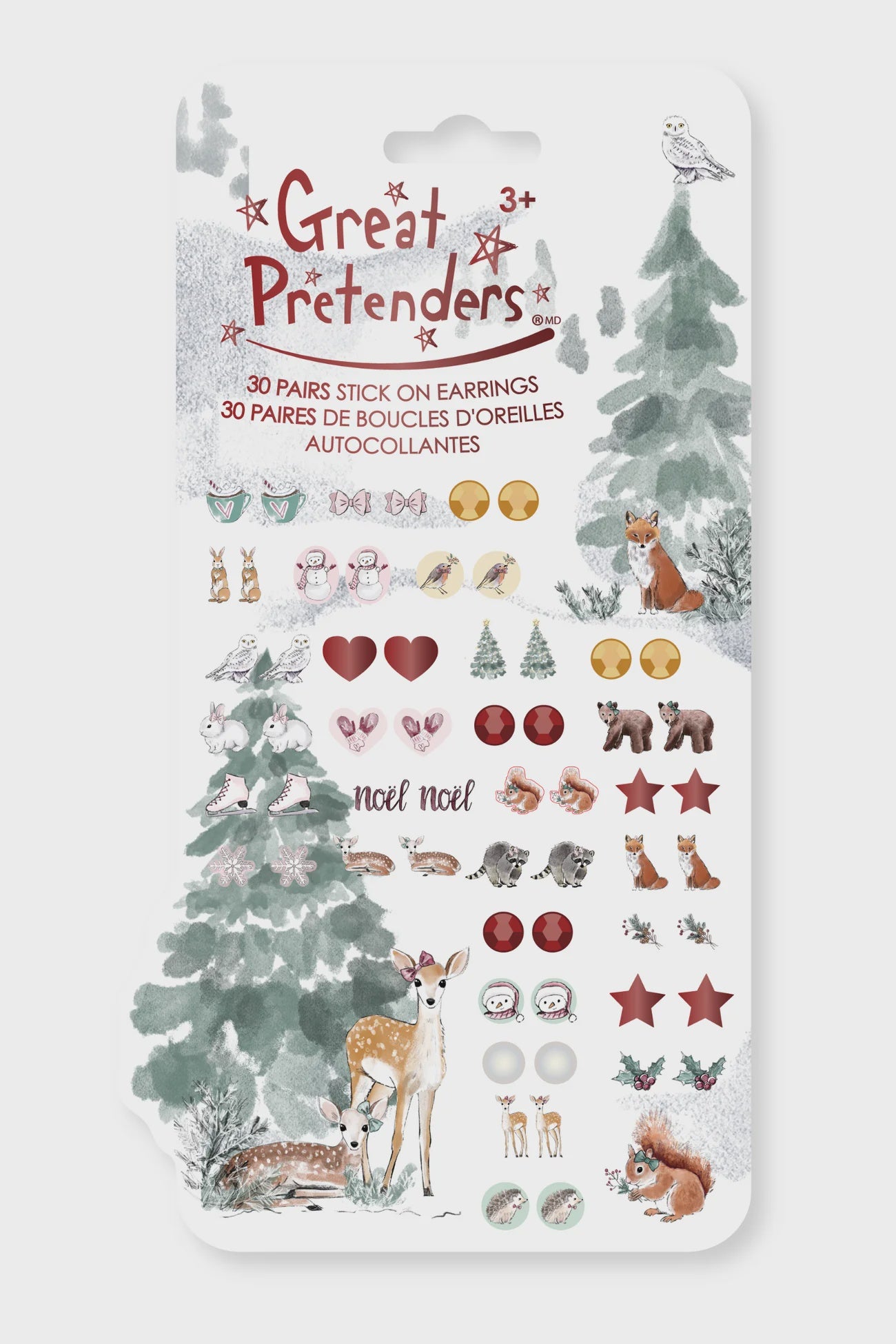 Great Pretenders 30 Pairs Stick-on Earrings Woodland Animals