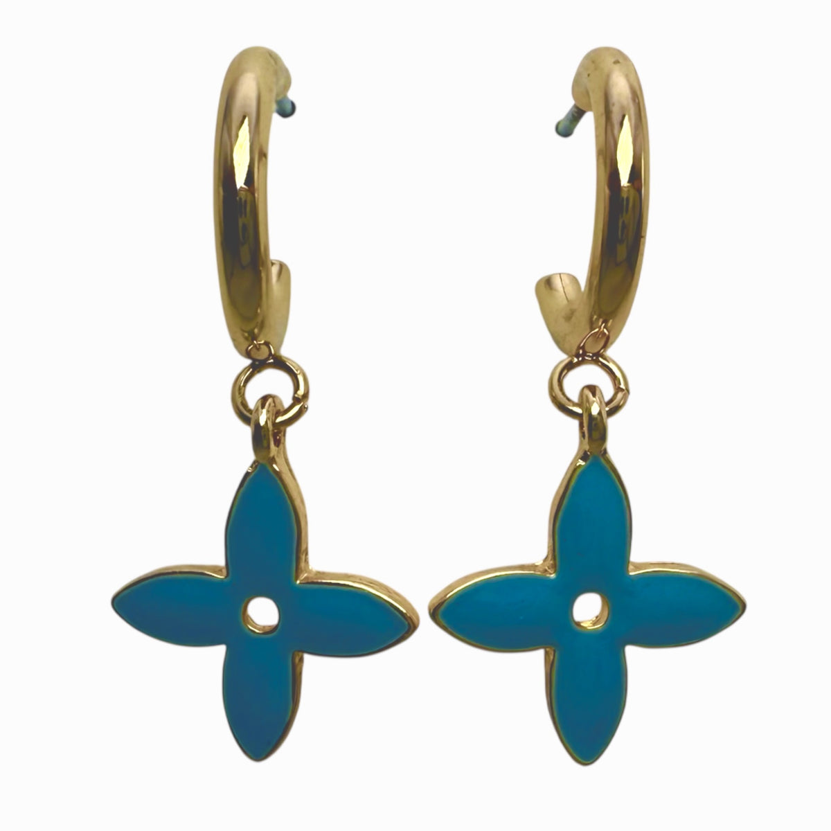 Enamel Dangle Flower Hoop