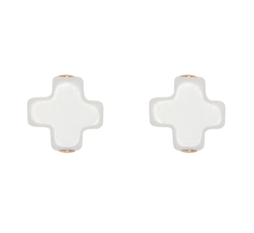Signature Cross Stud- Off-White