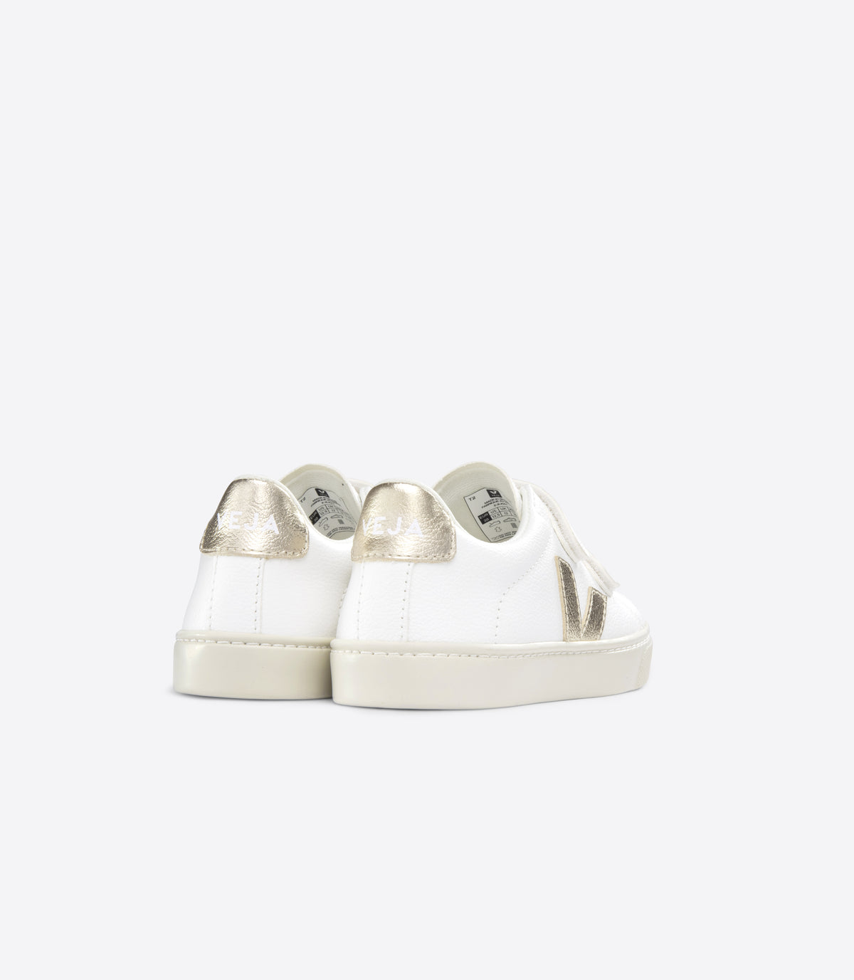 VEJA Small Esplar Leather in White Platine, rear view.