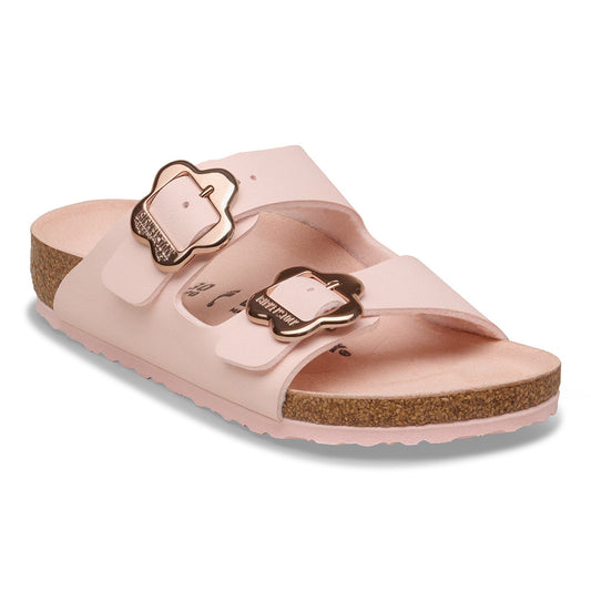 Birkenstock Arizona Flower Buckle Kids sandal in Light Rose Tonal
