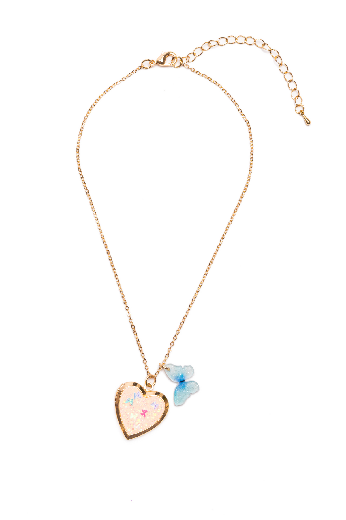 Butterfly Heart Locket Necklace by Great Pretenders