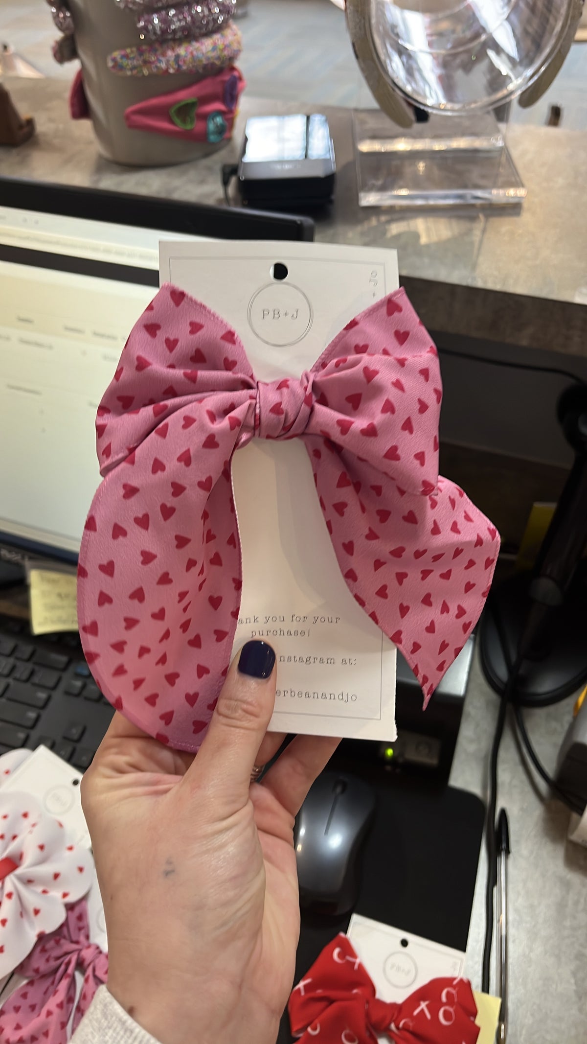 Pink w/ Hearts James Bow