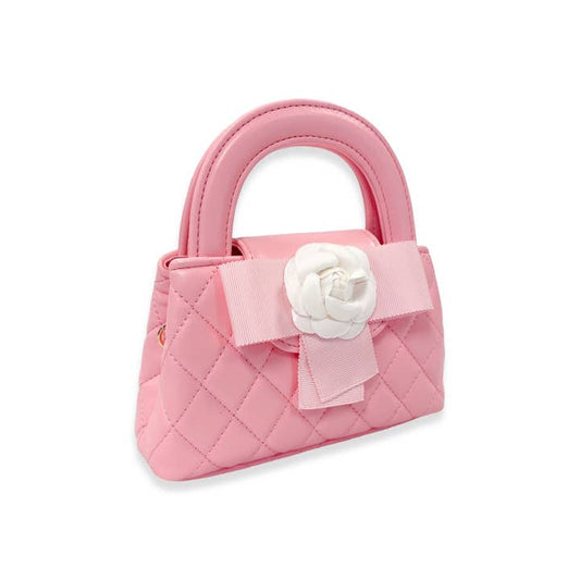 Doe a Dear Floral Applique Quilted Bag in Pink