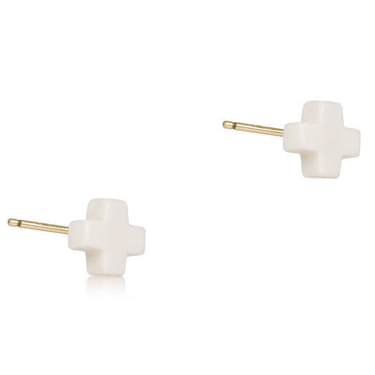 SIGNATURE CROSS SMALL STUD - Off-White
