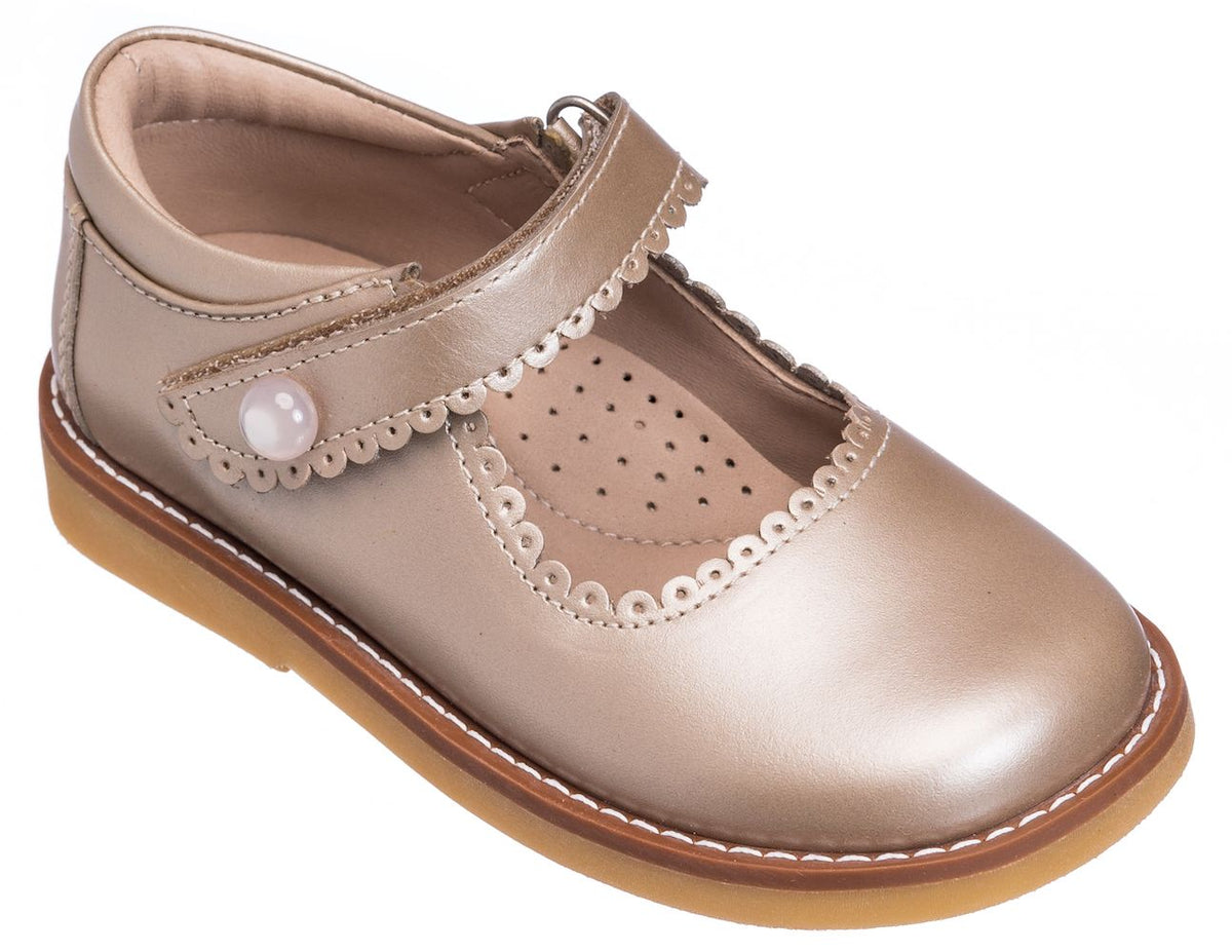 Elephantito Mary Jane in Champagne Metallic Leather, style 3016