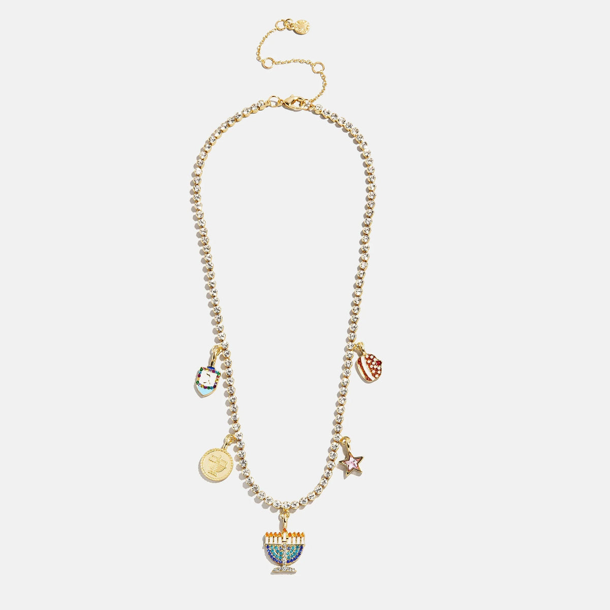 Happy Hanukkah Kids Charm Necklace - full necklace view