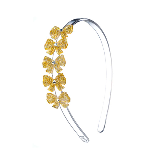 Lilies & Roses Bows Glitter Gold Headband