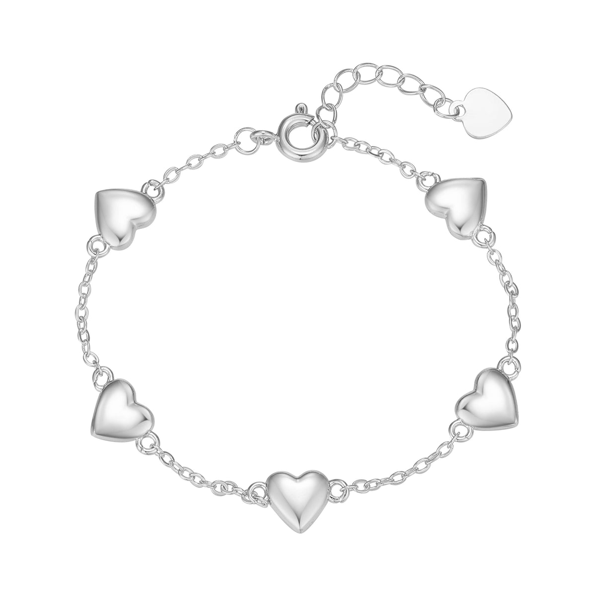 Puffed Heart Bracelet – Silver