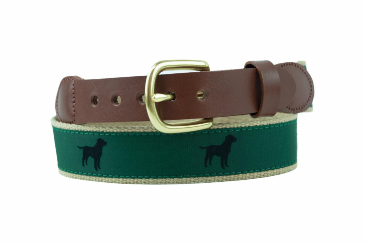 Motif Belt Black Lab | Black Lab Motif on Khaki Cotton Web