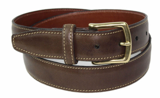 Leather Belt Brass Buckle | Classic Havana Brown