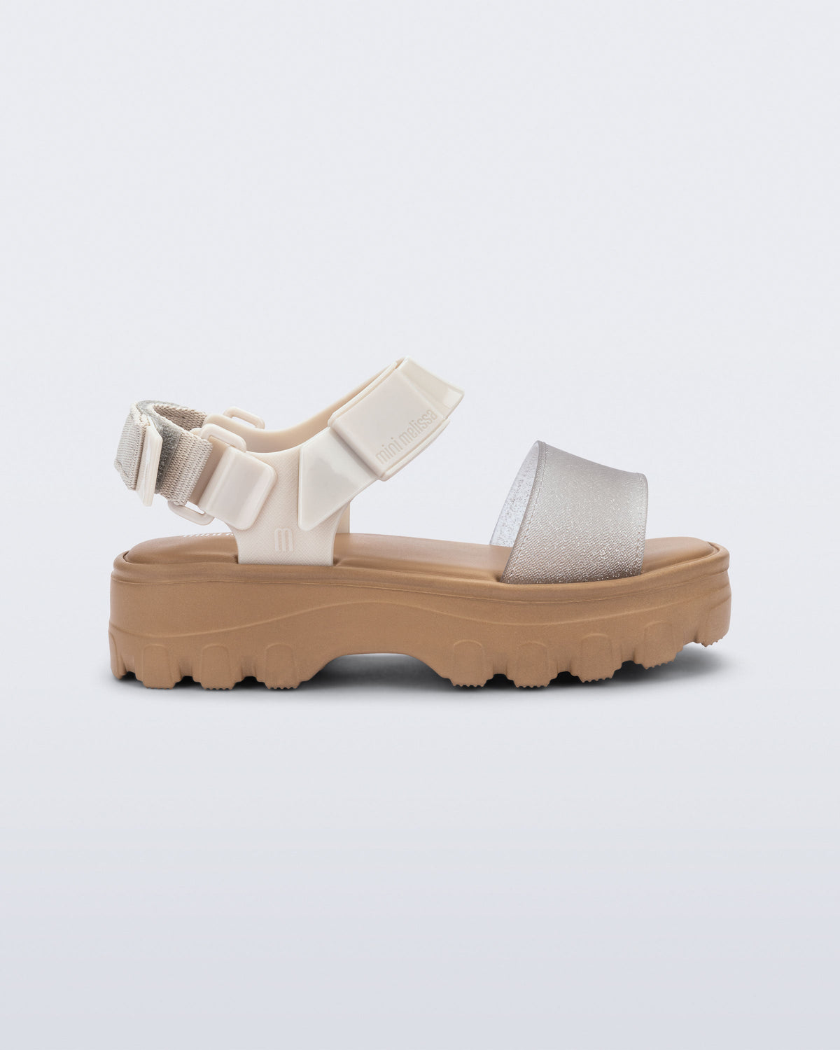 Mini Melissa Kick Off Sandal in Beige/Glitter