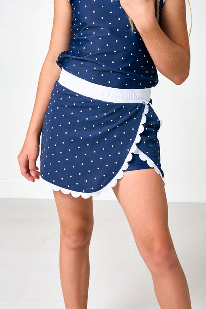 Scalloped Court Skort - Navy/White (2)