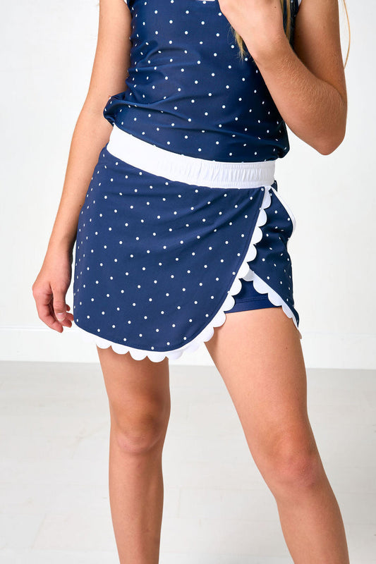 Scalloped Court Skort - Navy/White (2)