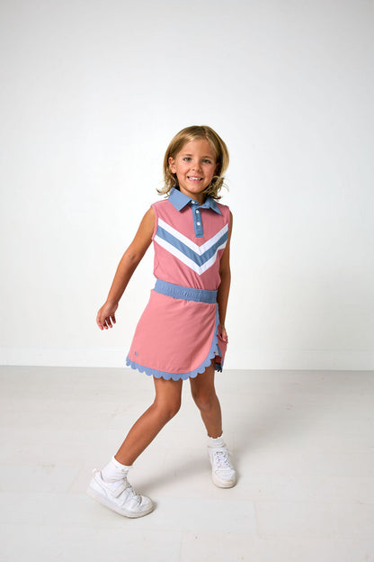 Scalloped Court Skort - Slate/Dusty Pink (3)