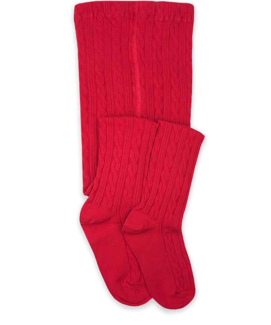 Jefferies Classic Cable Tights in Red, style 1560
