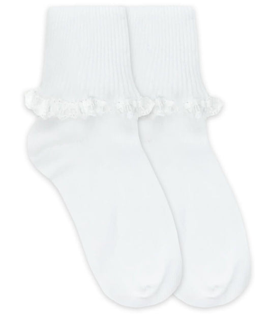 Cluny and Satin Lace Turn Cuff Socks