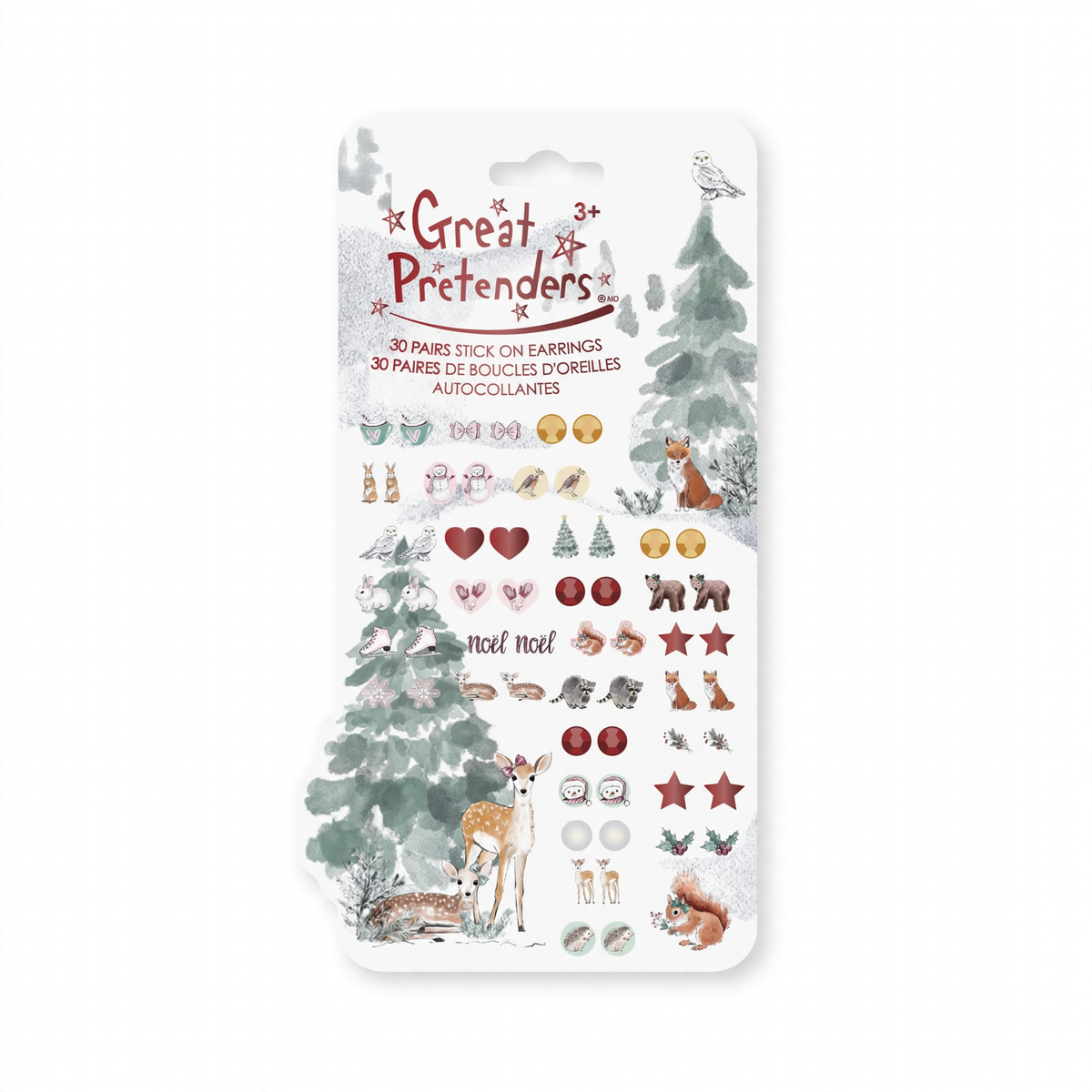 Great Pretenders 30 Pairs Stick-on Earrings Woodland Animals