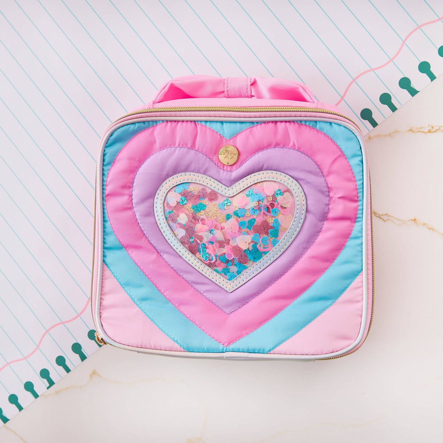 "Taylor" Quilted Hearts Confetti Lunchbox