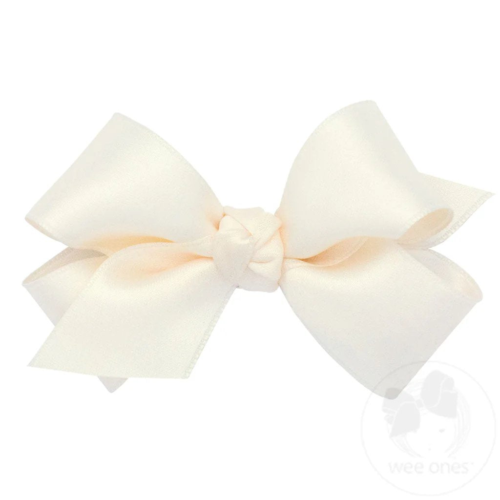 Mini French Satin Girls Hair Bow (Knot Wrap)