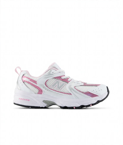 New Balance 530 Bungee Little Kids PZ530RK White with Pink Sugar - lateral view
