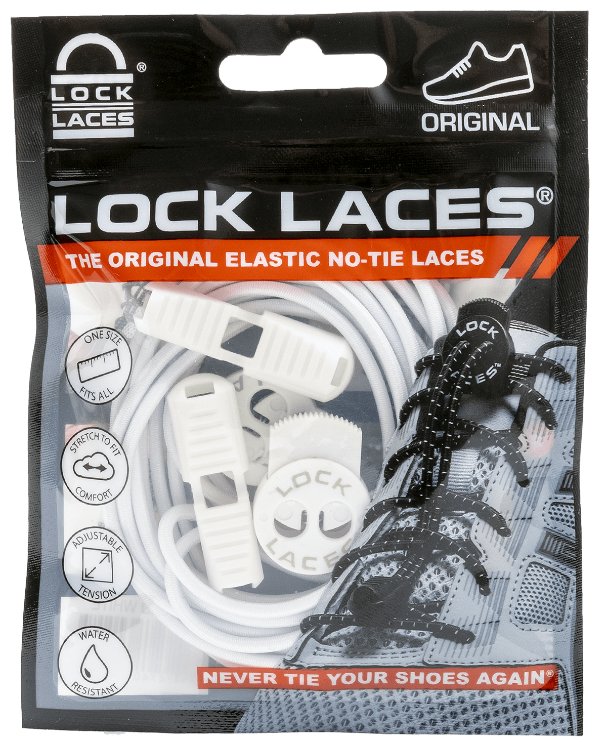 Lock Laces - Elastic No Tie Shoe Lace - White Solid