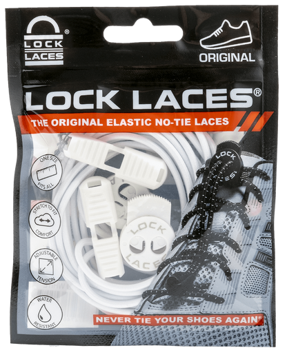 Lock Laces - Elastic No Tie Shoe Lace - White Solid