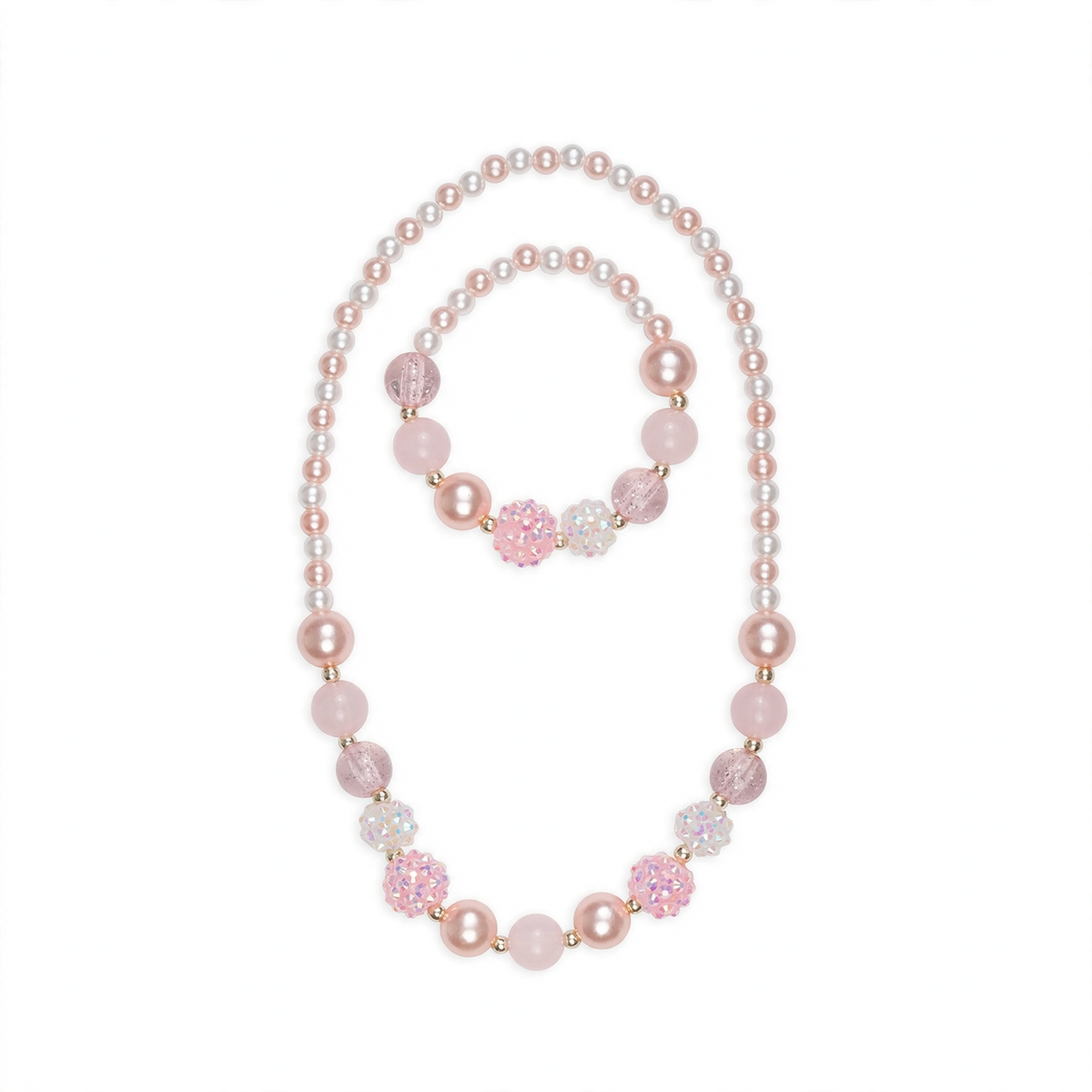 Pinky Pearl Necklace & Bracelet Set - 86109