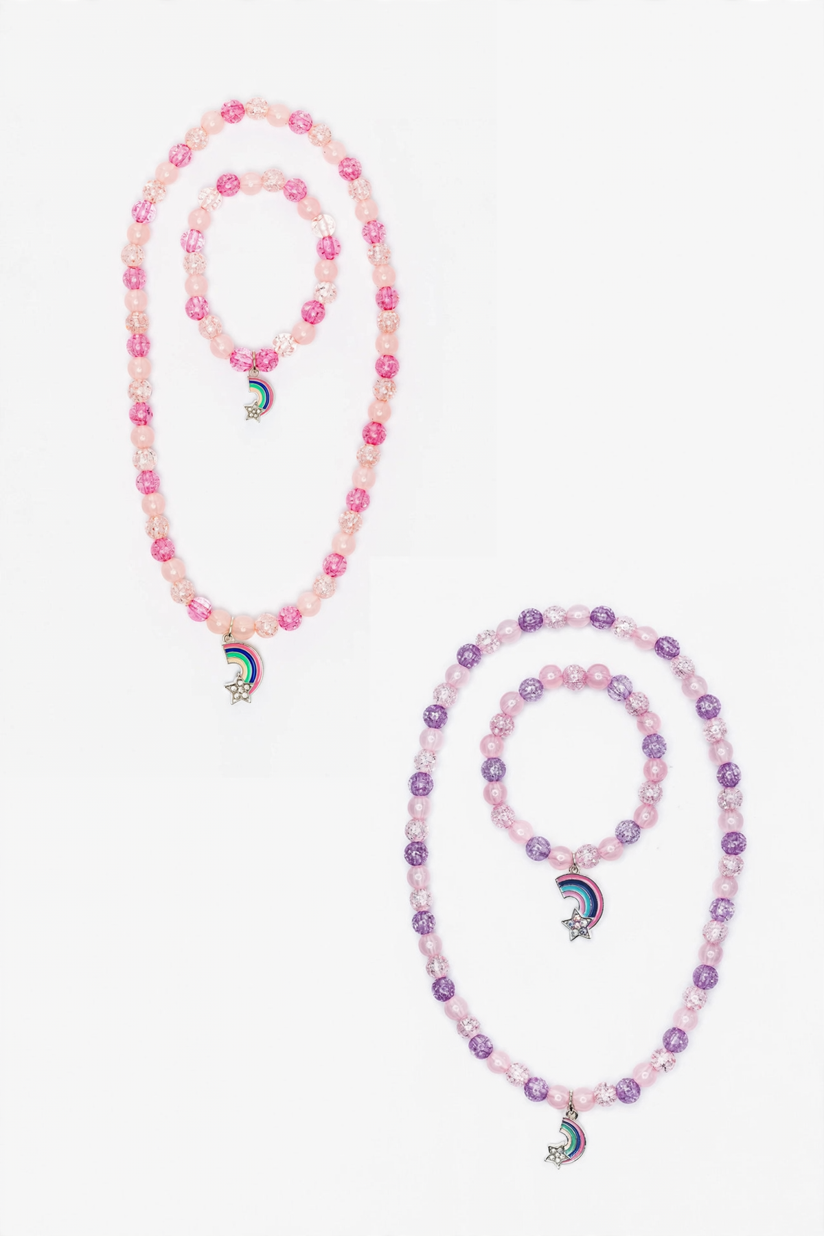 Purple Rainbow Necklace and Bracelet Set - 86124