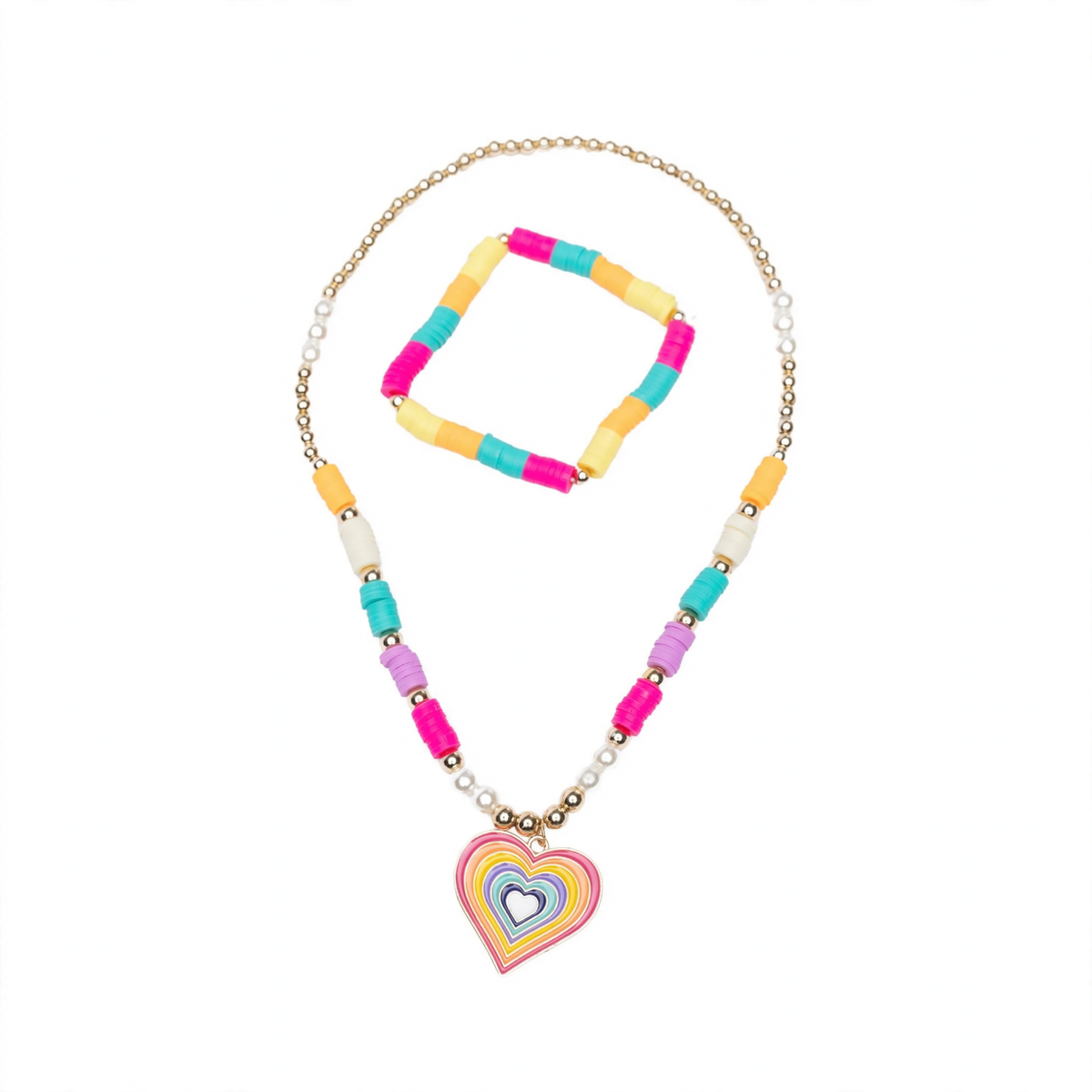 Rainbow Love Necklace Bracelet Set - 86142