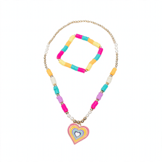 Rainbow Love Necklace Bracelet Set - 86142