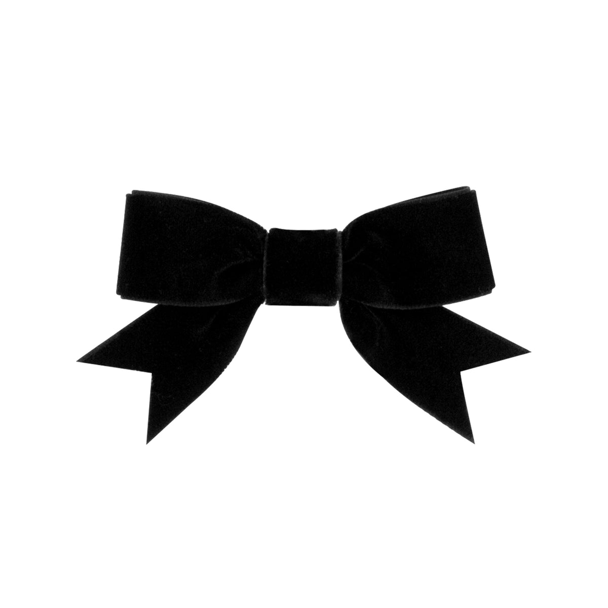 Mini Velvet Two-Loop Bow w/ Fancy Cut Tail - Black