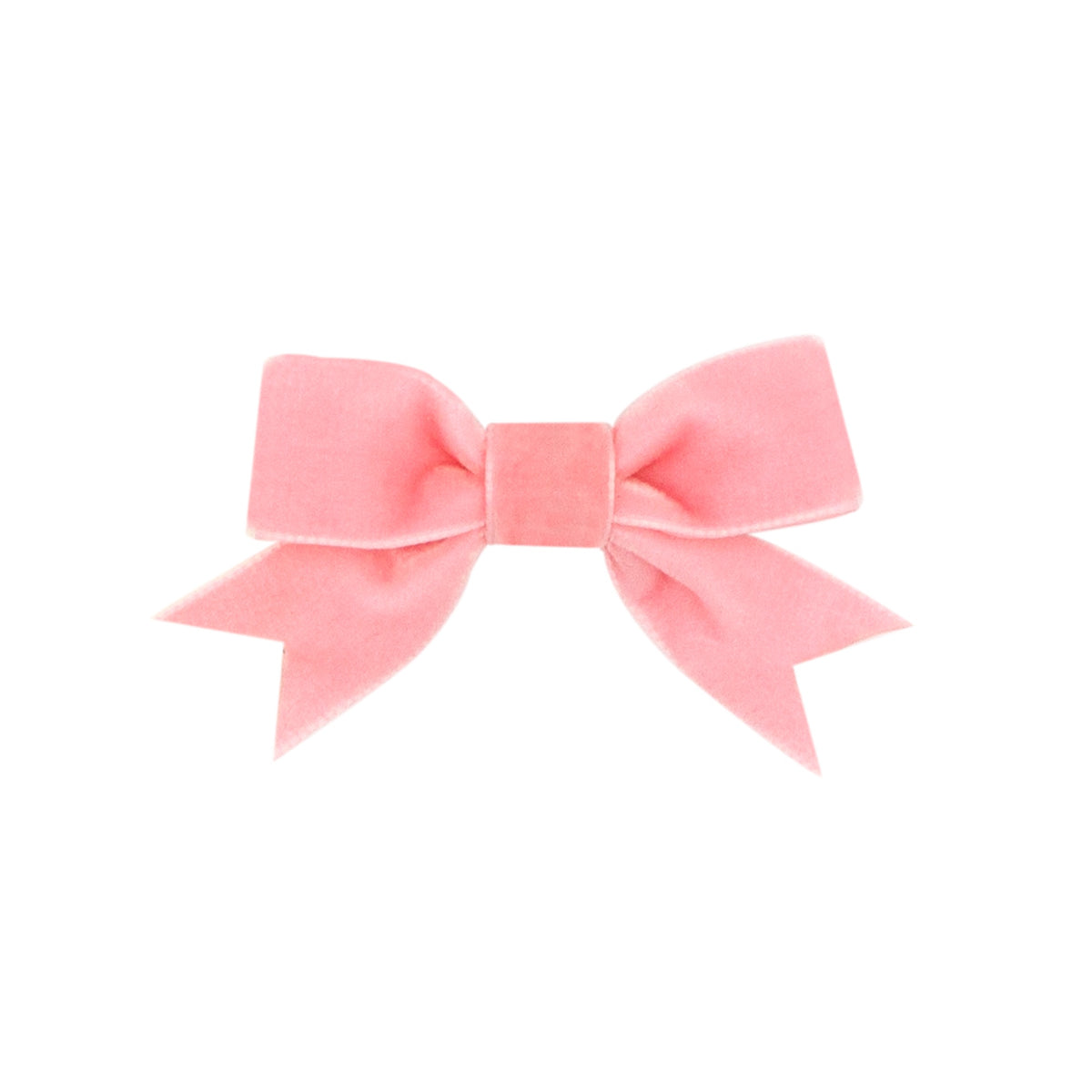 Mini Velvet Two-Loop Bow w/ Fancy Cut Tail - Blush