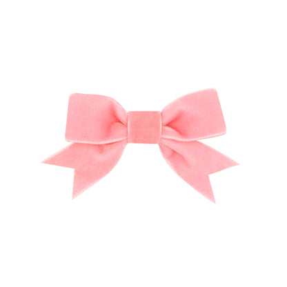 Mini Velvet Two-Loop Bow w/ Fancy Cut Tail - Blush