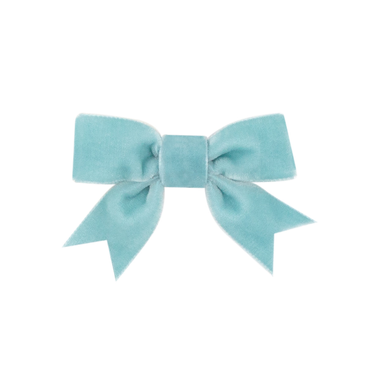 Mini Velvet Two-Loop Bow w/ Fancy Cut Tail - Dusty Blue