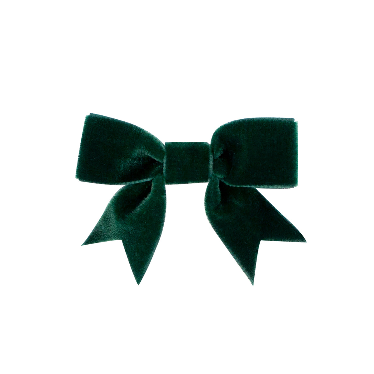 Mini Velvet Two-Loop Bow w/ Fancy Cut Tail - Forest Green