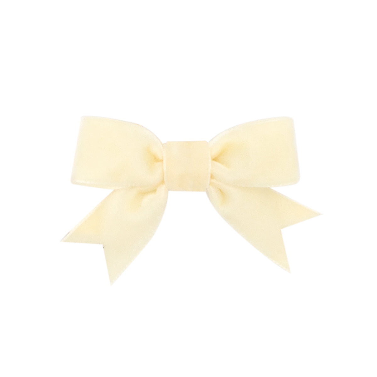 Mini Velvet Two-Loop Bow w/ Fancy Cut Tail - Ivory