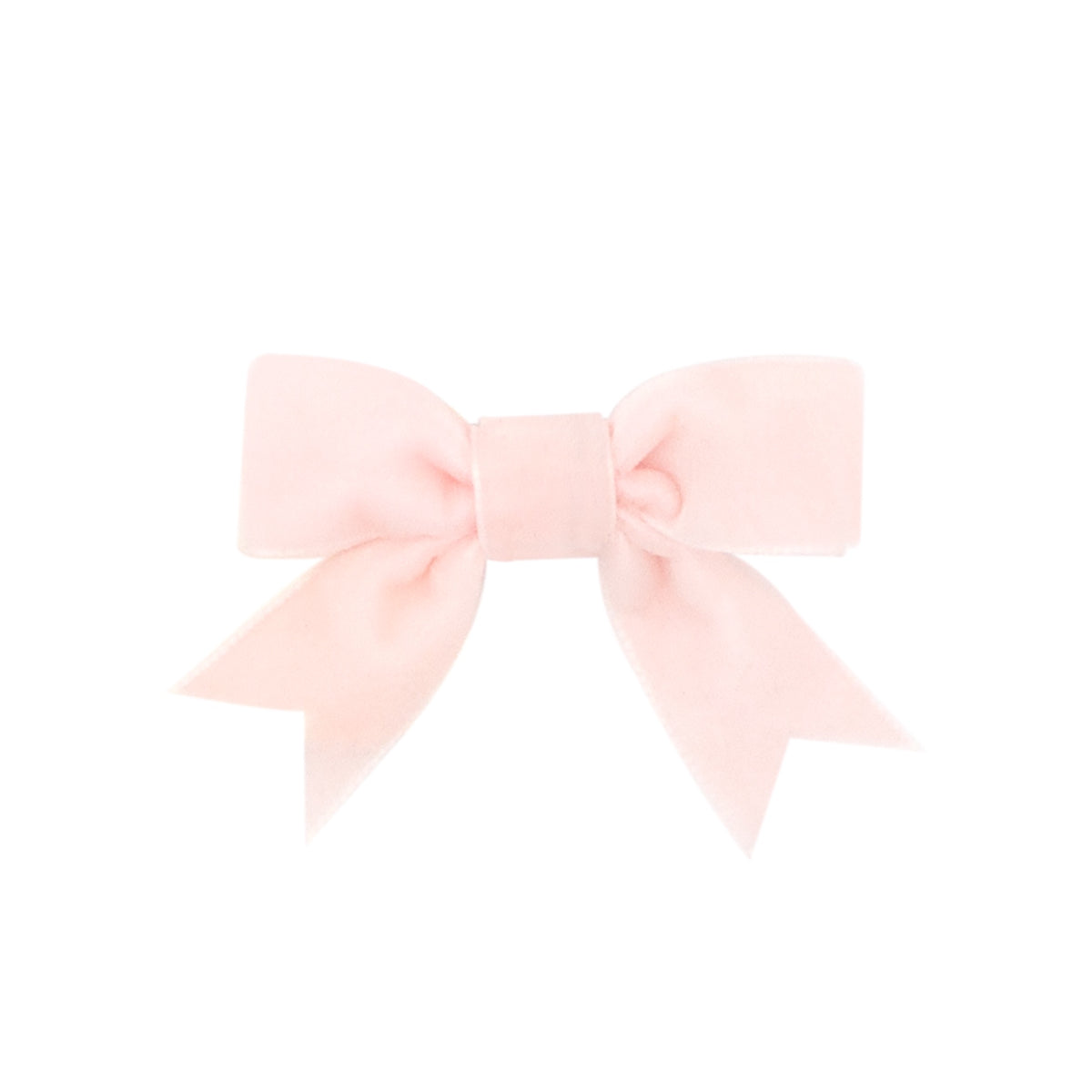 Mini Velvet Two-Loop Bow w/ Fancy Cut Tail - Light Pink