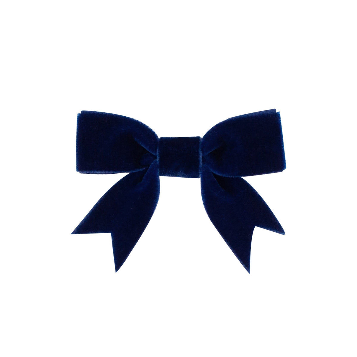 Mini Velvet Two-Loop Bow w/ Fancy Cut Tail - Navy