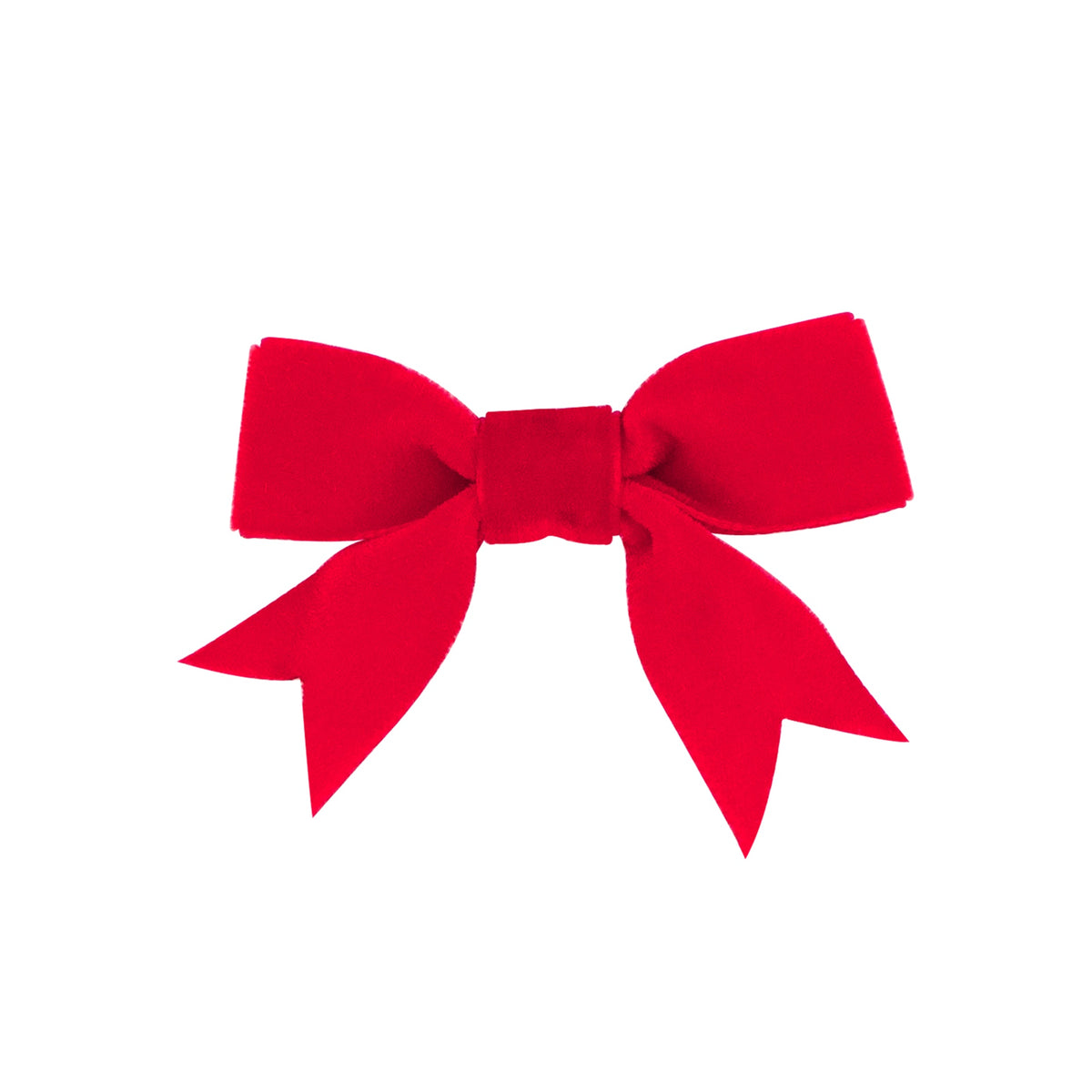 Mini Velvet Two-Loop Bow w/ Fancy Cut Tail - Red