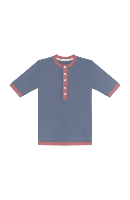 Henley - Slate/Dusty Pink