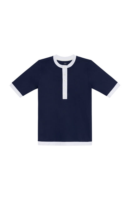 Henley - Navy/White