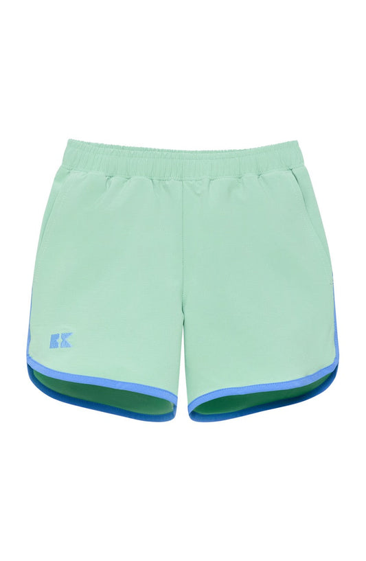 Retro Super Short - Palm Green w/Sky Blue Piping