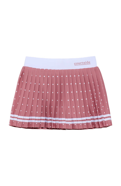 Pleated Skort - Dusty Pink Polka Dot