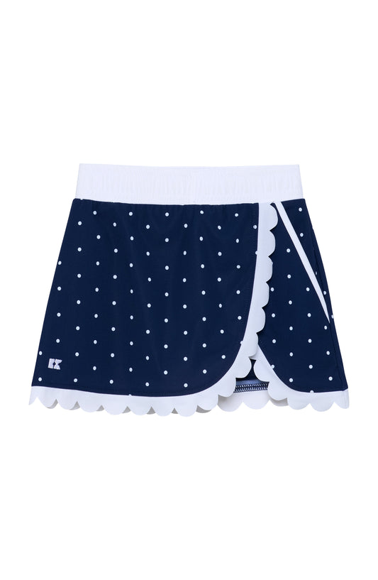 Scalloped Court Skort - Navy/White
