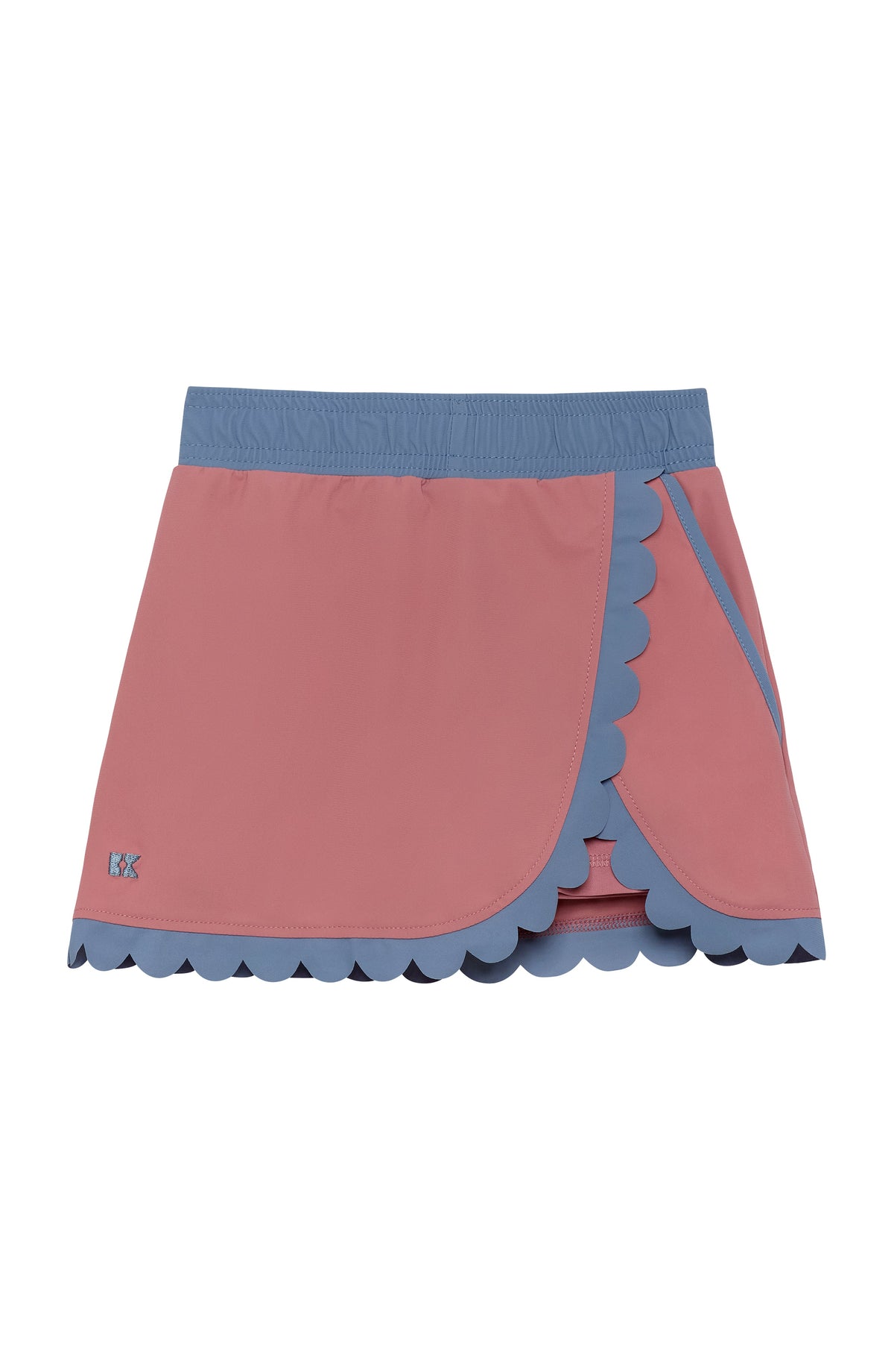 Scalloped Court Skort - Slate/Dusty Pink