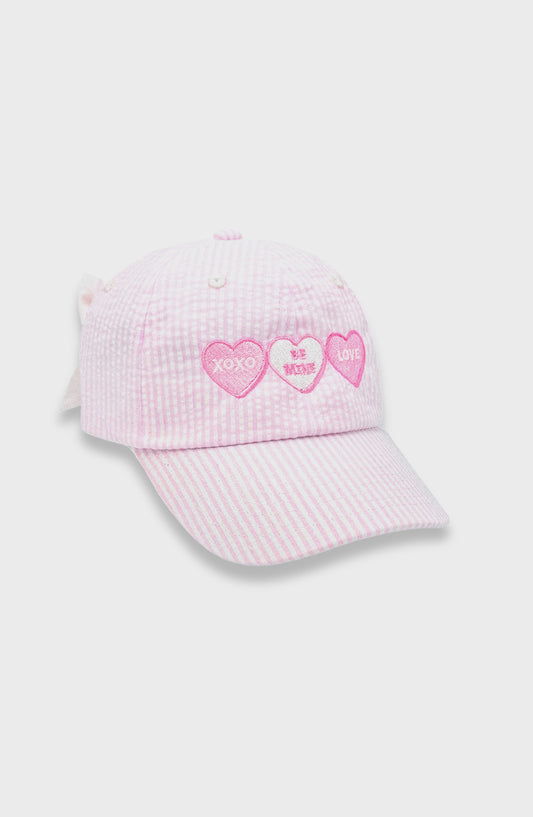 Candy Hearts Bow Baseball Hat