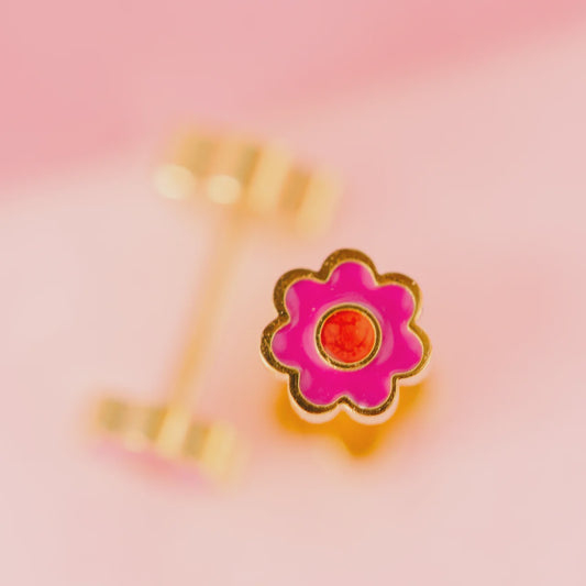 Tiny Pink Flower stud